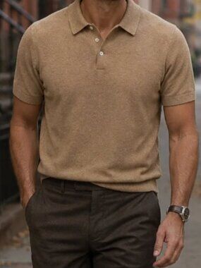 Abercrombie & Fitch Textured Featherweight Cashmere Blend Knit Polo Sweater